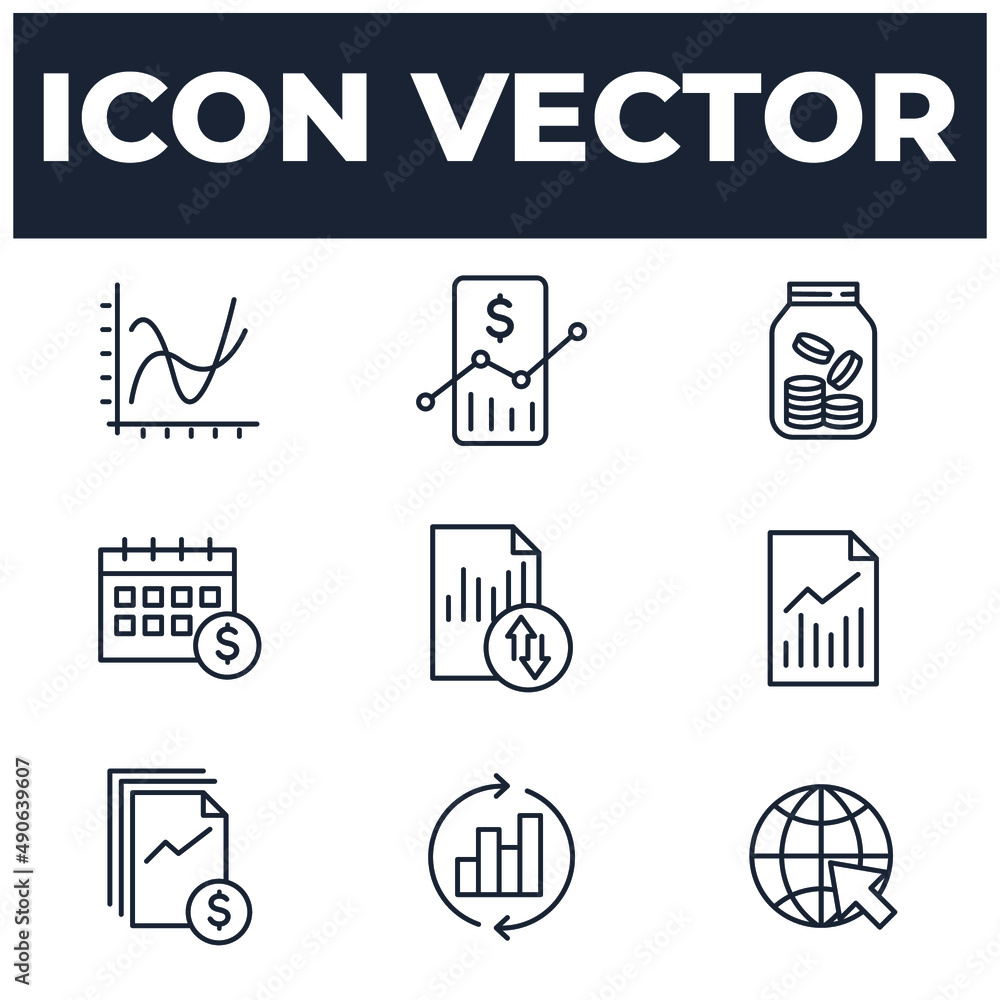 Poster set of financial analytics elements symbol template for graphic and web design collection logo vecto