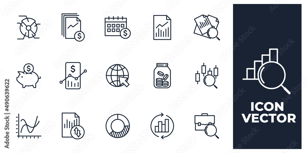 Poster set of financial analytics elements symbol template for graphic and web design collection logo vecto