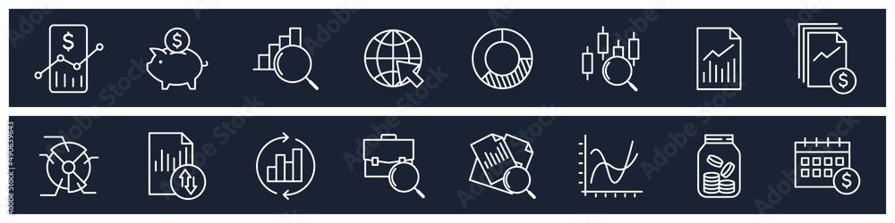 Poster set of financial analytics elements symbol template for graphic and web design collection logo vecto