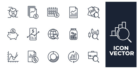 set of Financial Analytics elements symbol template for graphic and web design collection logo vector illustration