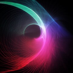 幾何学的な虹色の光が渦巻くイラスト