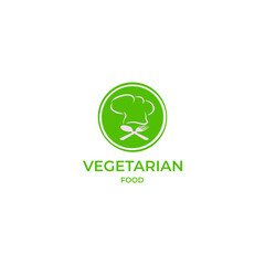 vegetarian restaurant logo. illustration of restaurant chef with vegetarian menu. eps10 vector illustration