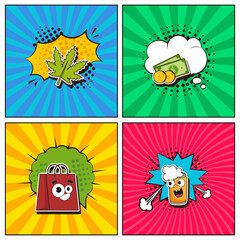 Hand drawn flat trendy cartoon elements collection Addictions