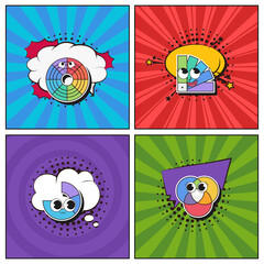 Hand drawn flat trendy cartoon elements collection Branding design