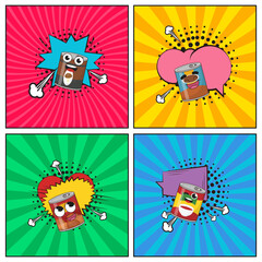 Hand drawn flat trendy cartoon elements collection canned food
