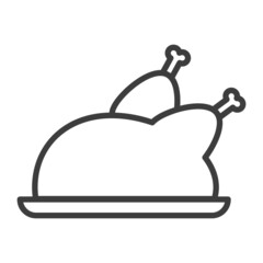 Cooked chicken with chicken legs. Simple food icon in trendy line style isolated on white background for web apps and mobile concept. Illustration