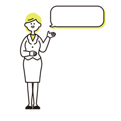 案内するビジネススーツの女性のアイコン