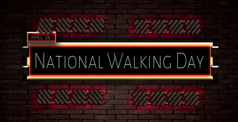 06 April, National Walking Day, Text Effect on bricks Background