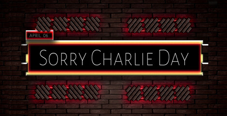06 April, Sorry Charlie Day, Text Effect on bricks Background