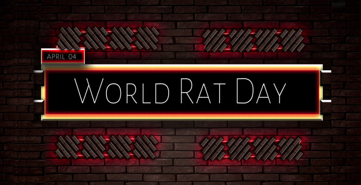 04 April, World Rat Day, Text Effect on bricks Background