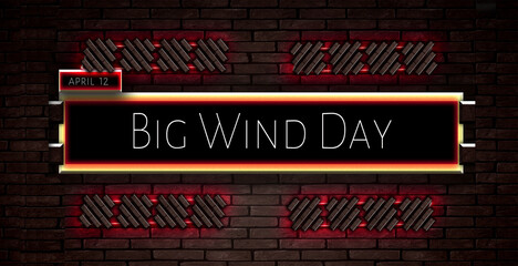 12 April, Big Wind Day, Text Effect on bricks Background