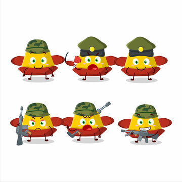 A charming soldier yellow chinese hat cartoon picture bring a gun machine