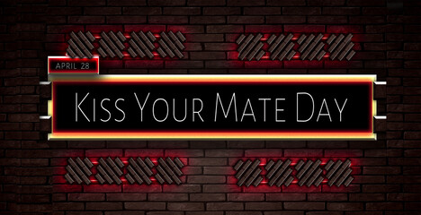 28 April, Kiss Your Mate Day, Text Effect on bricks Background
