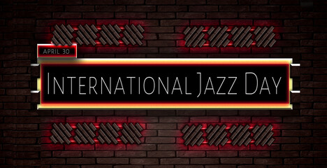 30 April, International Jazz Day, Text Effect on bricks Background