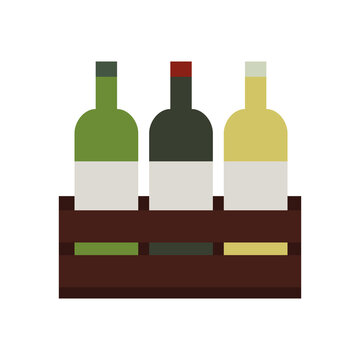 wine bottles in wooden rack clip art preview
