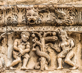 Adam Eve Statues Cathedral Church Nimes Gard France