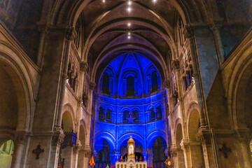 Night Service Altar Cross Cathedral Church Nimes Gard France