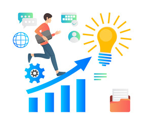 Flat style illustration of SEO content data analysis