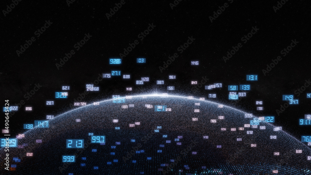 Poster earth and luminous elements with numbers