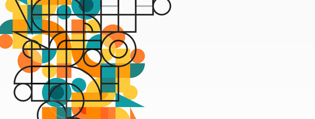 Minimal geometric abstract background. Circle square and triangle design. Trendy techno business template for wallpaper, banner, background or landing © antishock