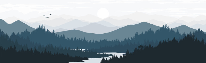 mountain landscape with lake