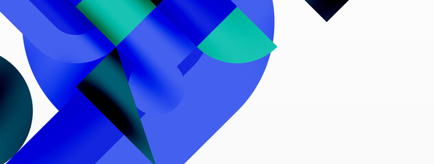 Circle and square geometric background. Round shapes with squares and triangles composition for wallpaper, banner, background or landing