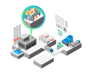 Obraz premium Isometric style illustration of delivery goods packaging factory