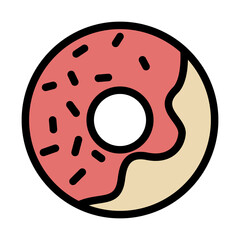 Fototapeta premium colored Donut with icing and sprinkling. Simple food icon in trendy line style isolated on white background for web apps and mobile concept