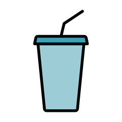 Disposable cup with lid and straw. Simple food icon in trendy line style isolated on white background for web apps and mobile concept
