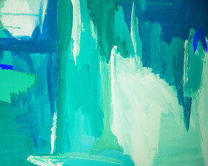 Green & Blue Abstract painted background, hand-painted textured brushstrokes, ocean art