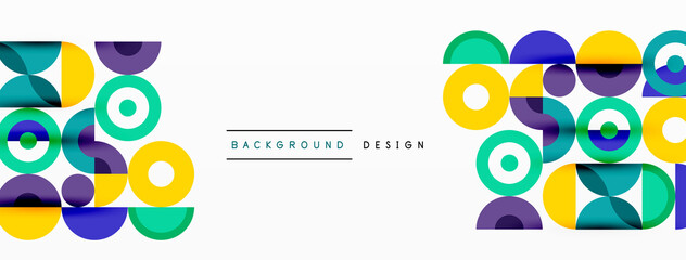 Fototapeta premium Colorful circle abstract background. Minimal geometric template for wallpaper, banner, presentation