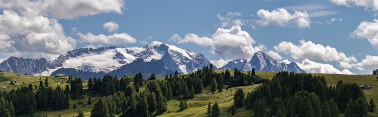 Amazing landscape to the Marmolada and its glaciers during summer time. It is the highest mountain of the Dolomites. Italian alps