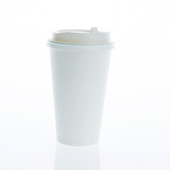 Paper cup with cap isolated on white background