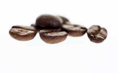 Roasted coffee beans isolated on white background