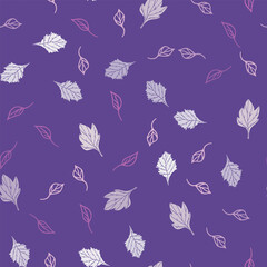 Simple doodle seamless pattern Hand drawn leaves twigs on a light background.