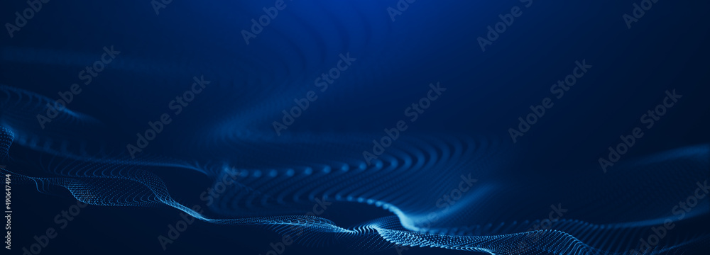 Poster abstract beautiful wave technology background with blue light effect corporate concept. futuristic p