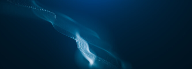 Beautiful blue abstract wave technology background with light digital effect corporate concept 3d render