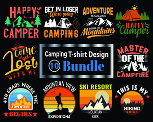 Camping vector T-shirt Design Bundle