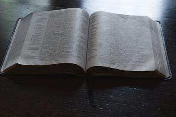 Holy Bible opened on a table