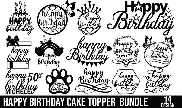 happy birthday cake topper bundle 
