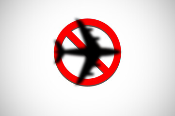 Symbols and the shadow of an aircraft are prohibited. No fly zone concept.Ban on flights of civil...