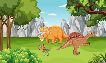 Dinosaur in prehistoric forest scene © blueringmedia