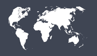 White world map on dark blue background. Illustration