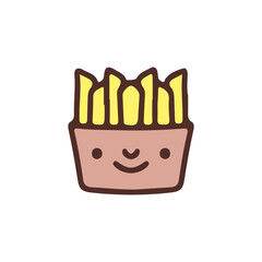 Cute French fries mascot, illustration for t-shirt, sticker, or apparel merchandise. With doodle, retro, and cartoon style.