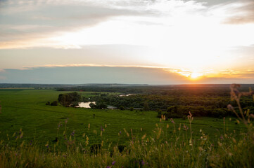 sunset over the river