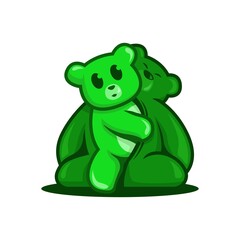 green bear comes out of dark green bear costume vector illustration
