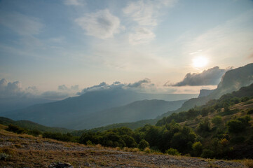 mountains in the morning