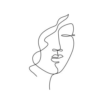 Woman face single line art 