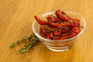 Sun-dried natural Italian tomato in the bowl