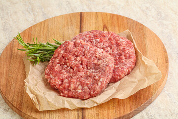 Raw beef burger cutlet for grill